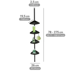 Duschecke Compact Schwarz 4 Ablagen Aluminium WENKO