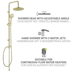 Duschsystem Young Line Gold mit 3-fach Handbrause WENKO