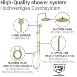 Duschsystem Young Line Gold mit 3-fach Handbrause WENKO