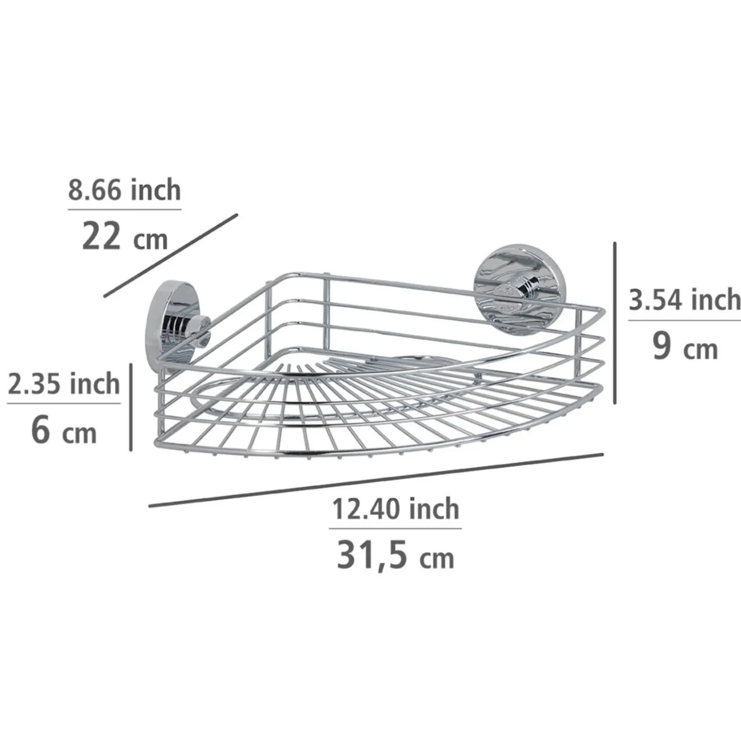 Eckablage Bari mit Haken 3-tlg. Vacuum-Loc Schwarz WENKO