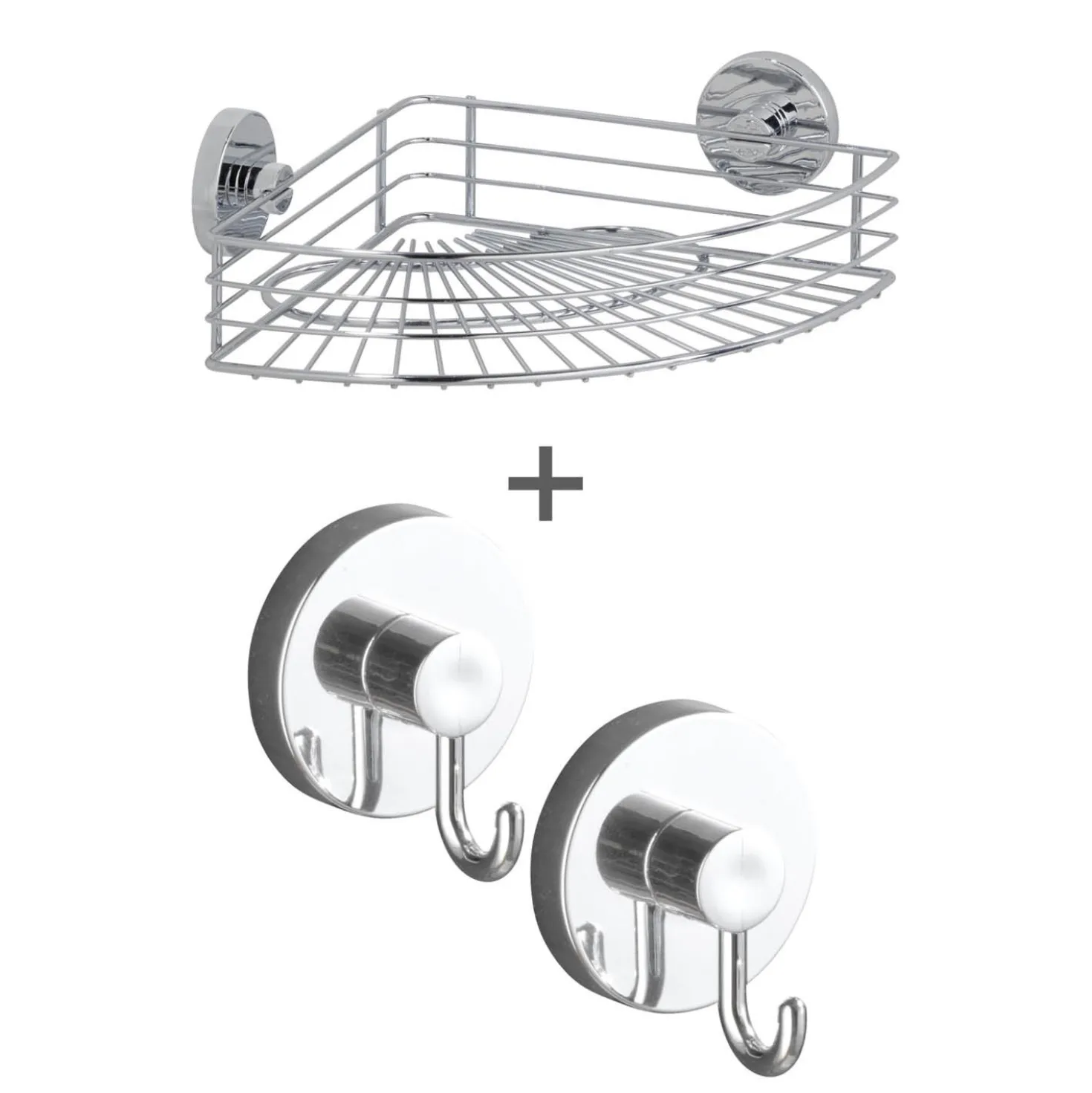 Eckablage Bari mit Haken 3-tlg. Vacuum-Loc Schwarz WENKO