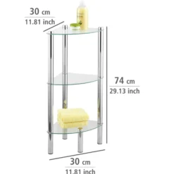 Eckregal Yago 3 Ablagen aus Edelstahl & Glas WENKO