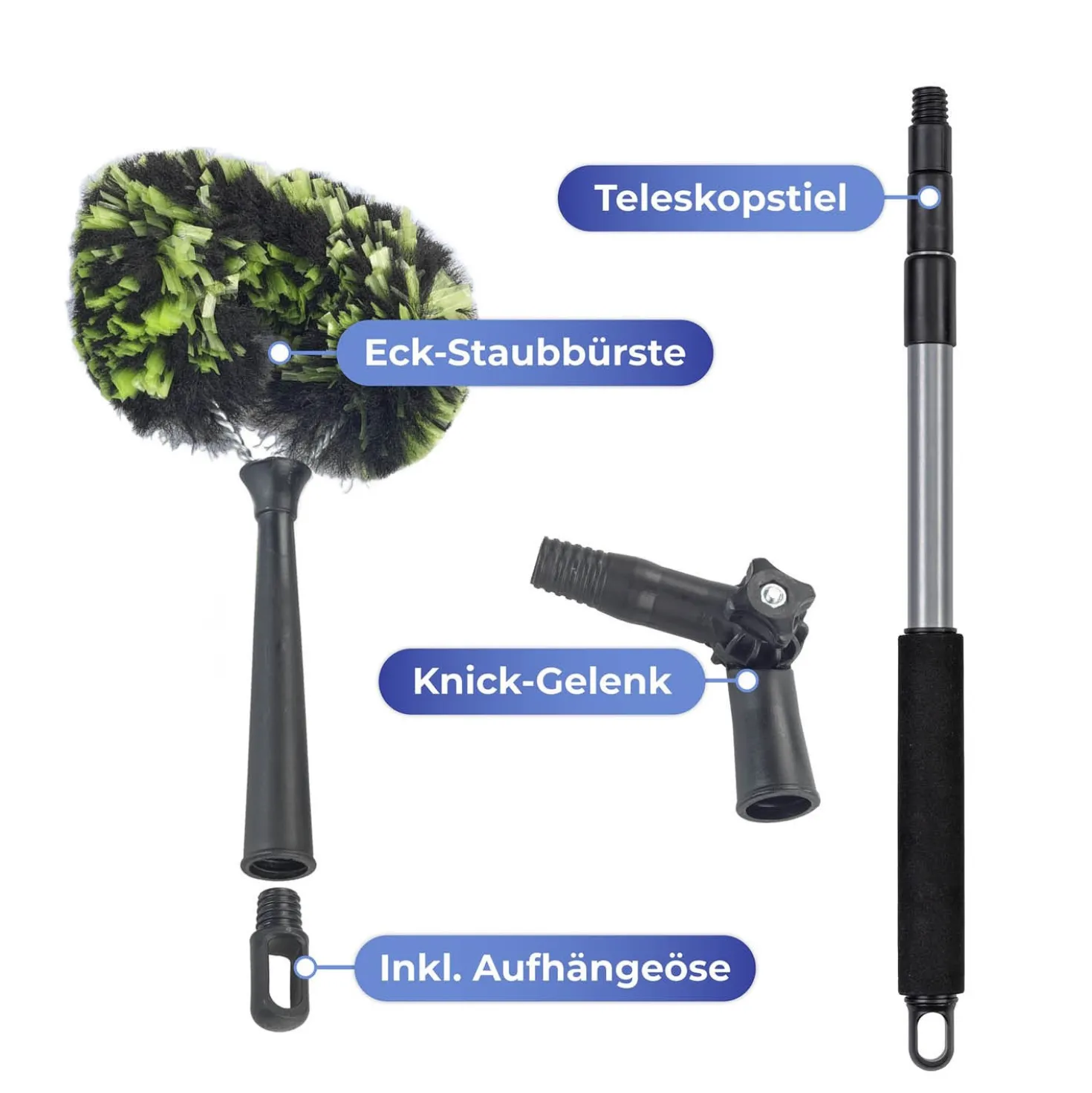 Eck-Staubbürste mit Teleskopstiel MAXIMEX