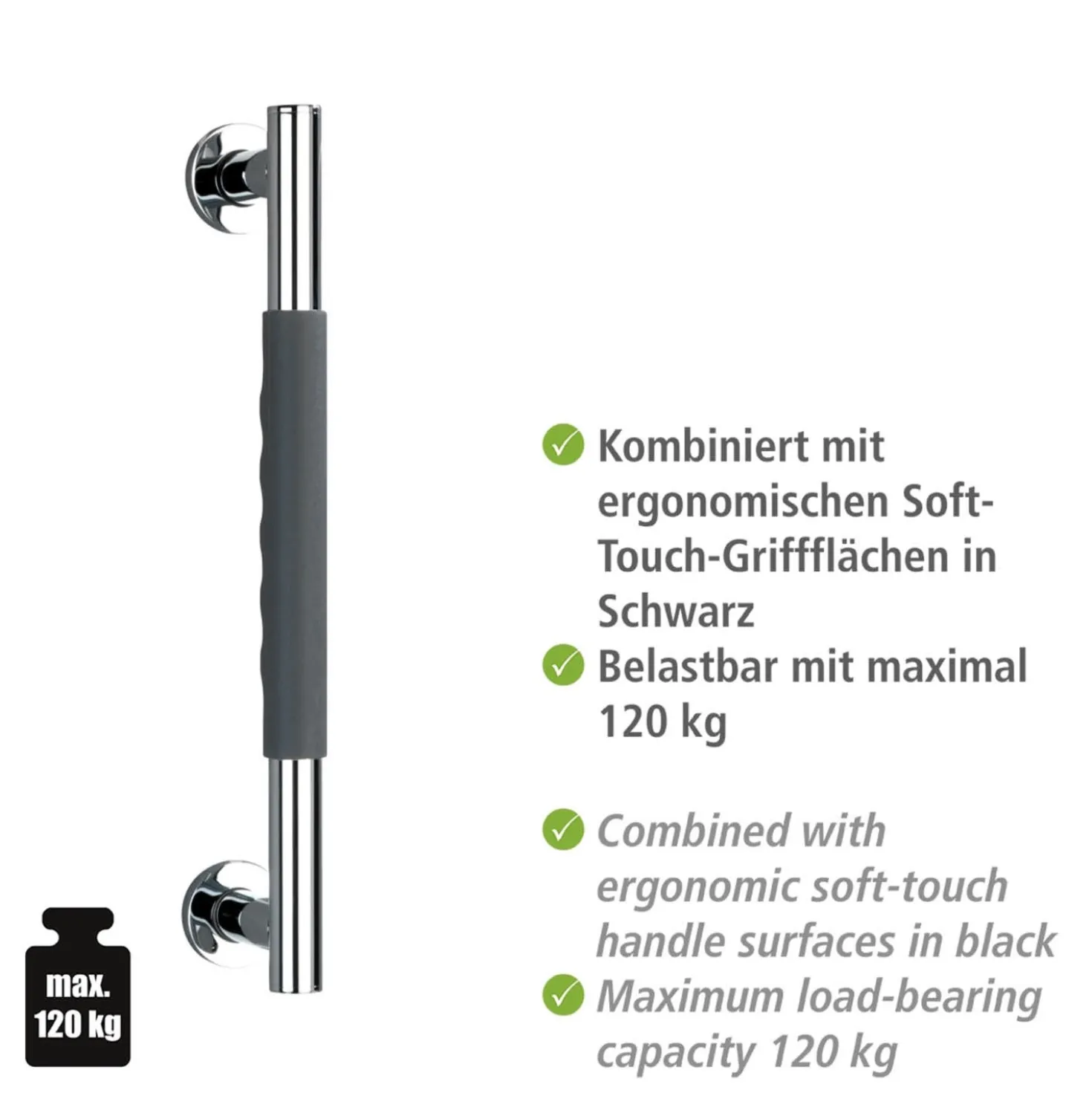 Edelstahl Wandhaltegriff „Secura“ 40,5 cm WENKO