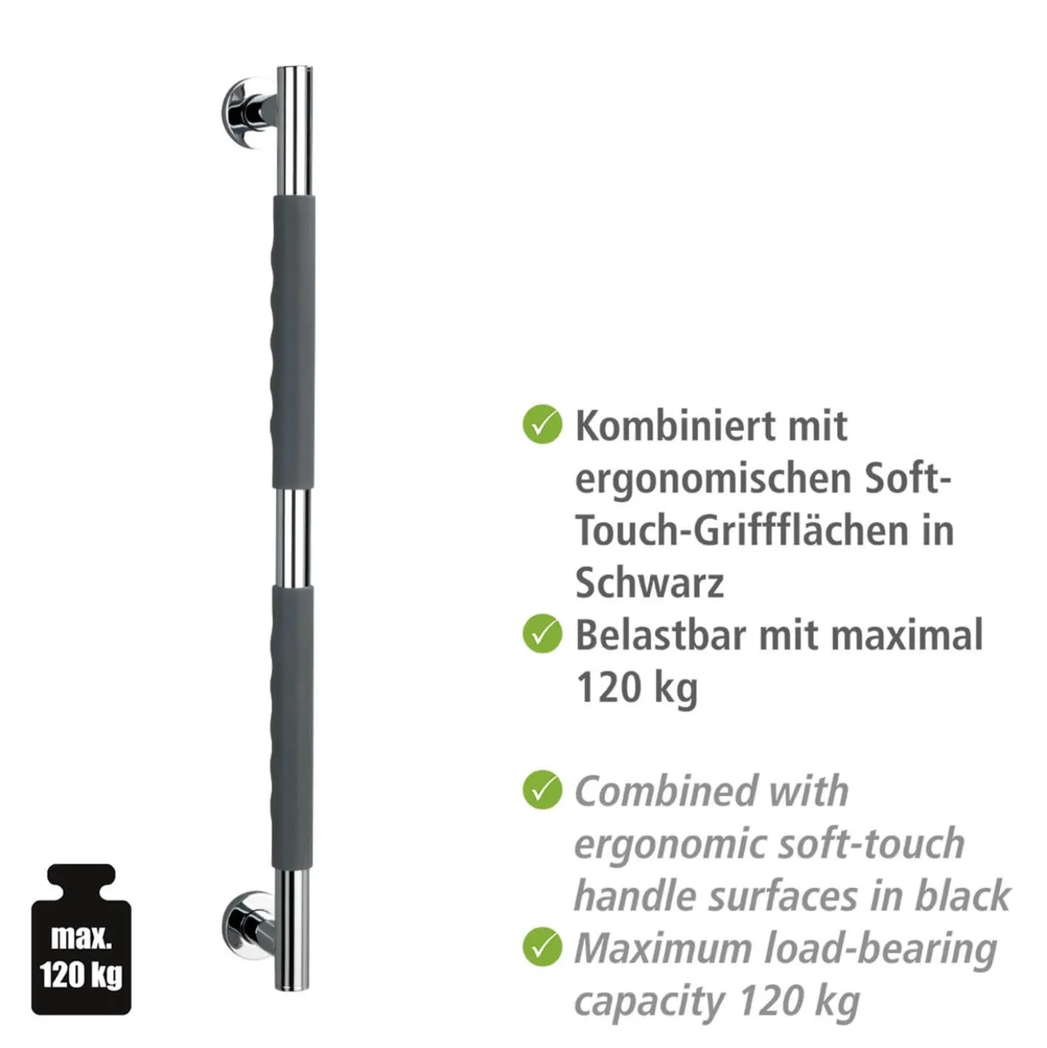 Edelstahl Wandhaltegriff „Secura“ 65,5 cm WENKO