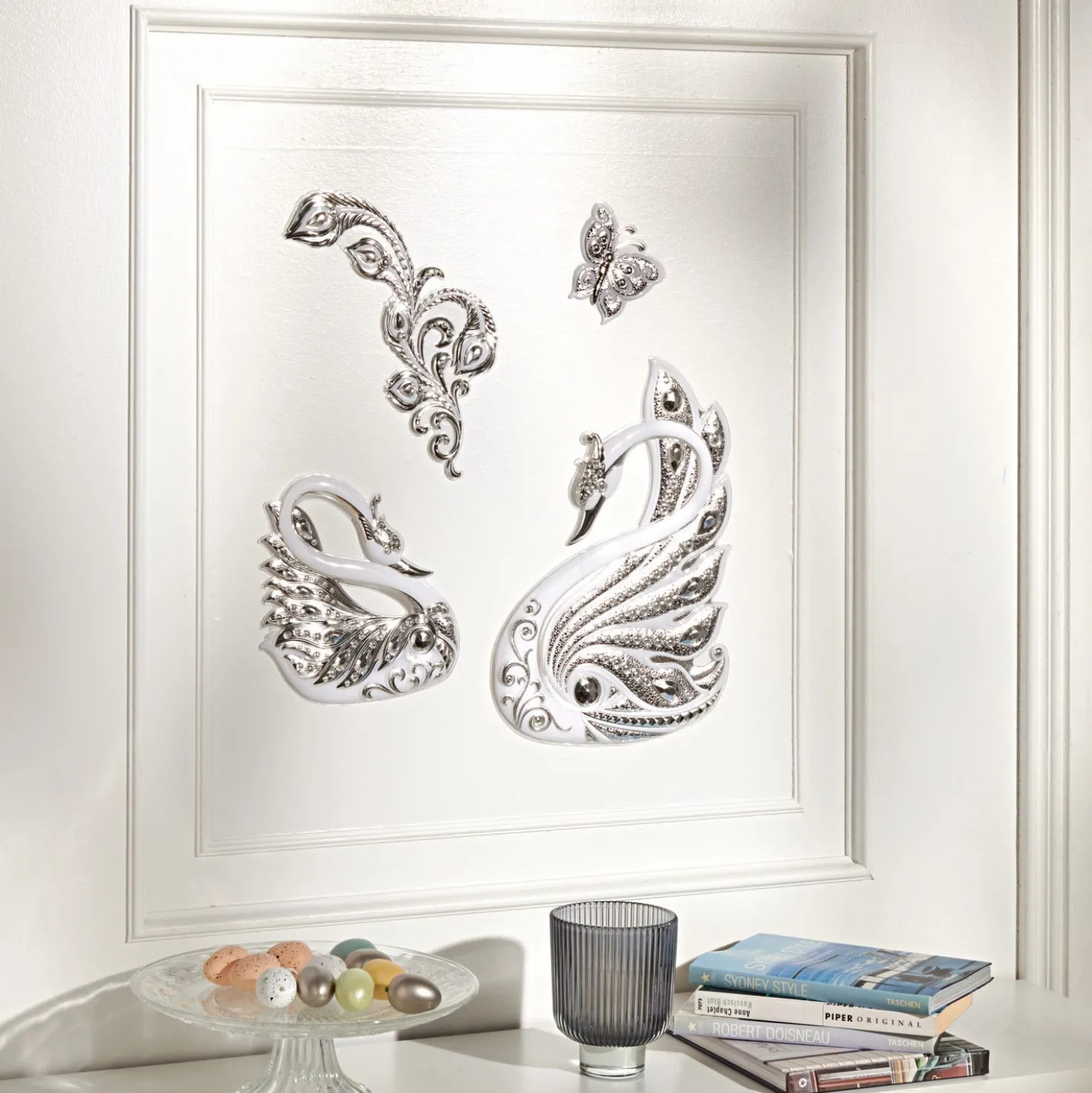 Fensterbild "Schwäne" mit Strass