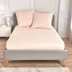 Fleece-Spannbetttuch mit Wabenstruktur creme 90x200cm Eldo