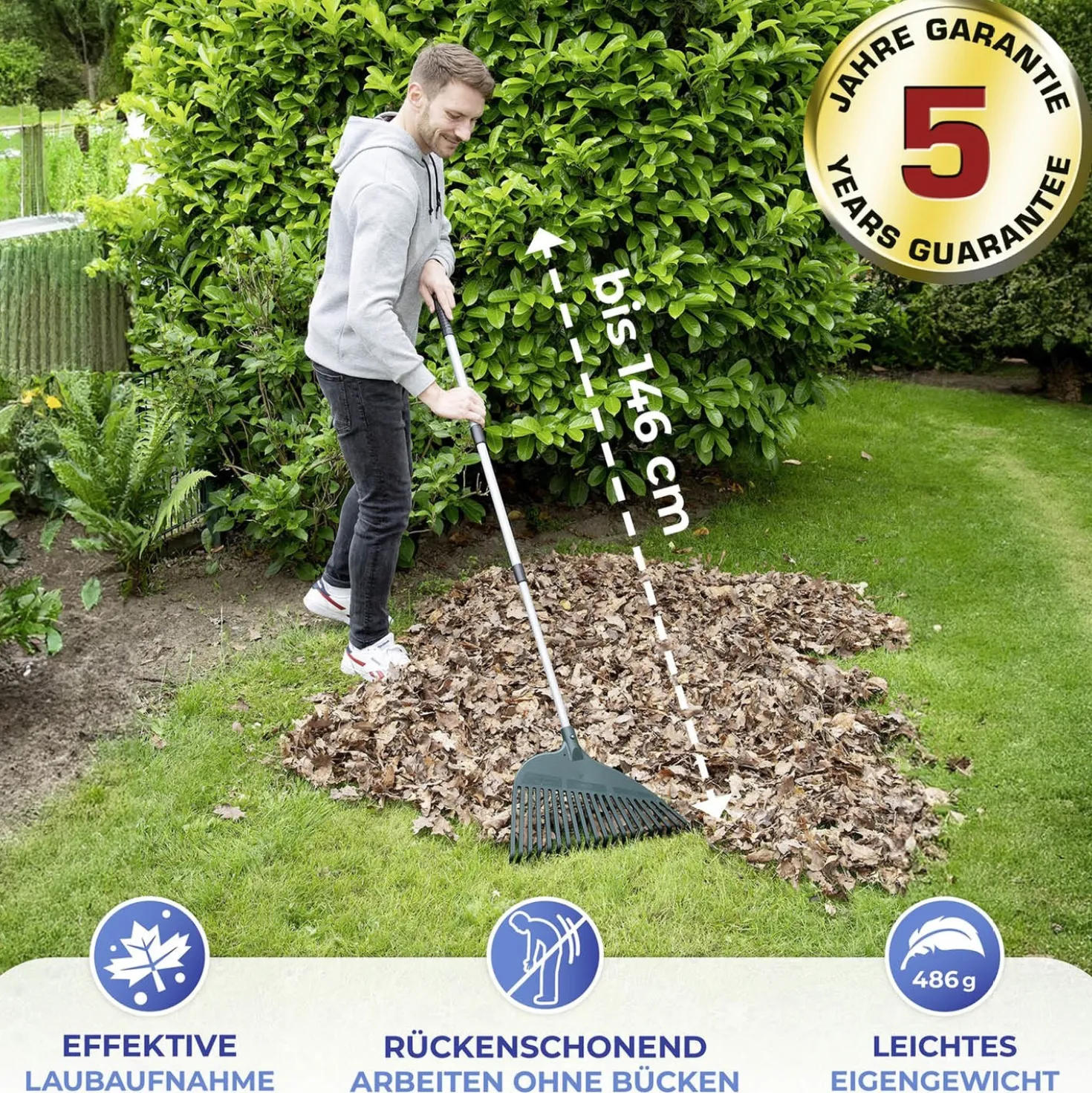 Gartenrechen mit Teleskopstiel MAXIMEX