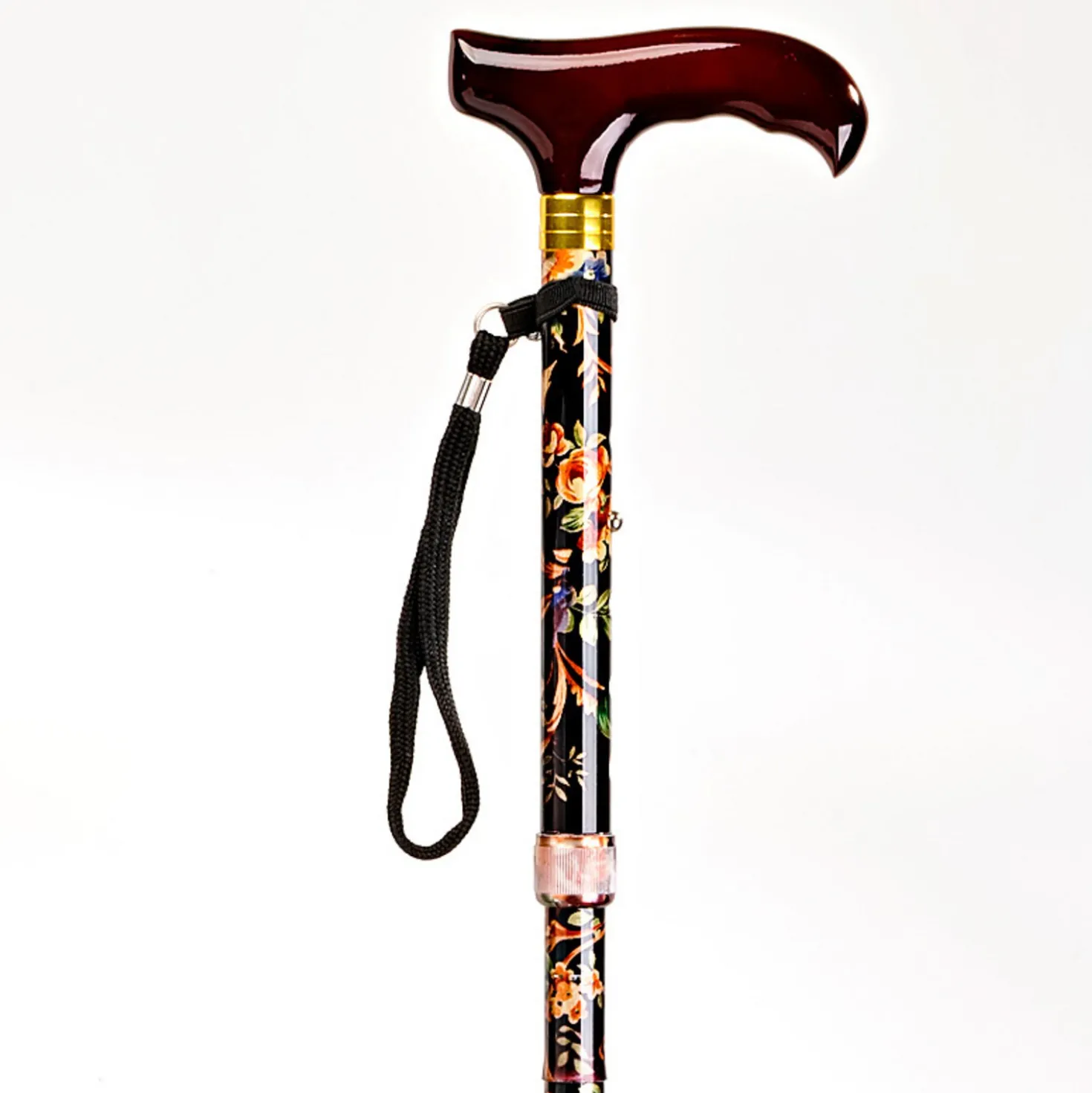 Gehstock faltbar, Blumendessin, Höhe 83-93 cm