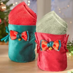 Geschenkbeutel mit Gästetüchern grün 3-tlg.
