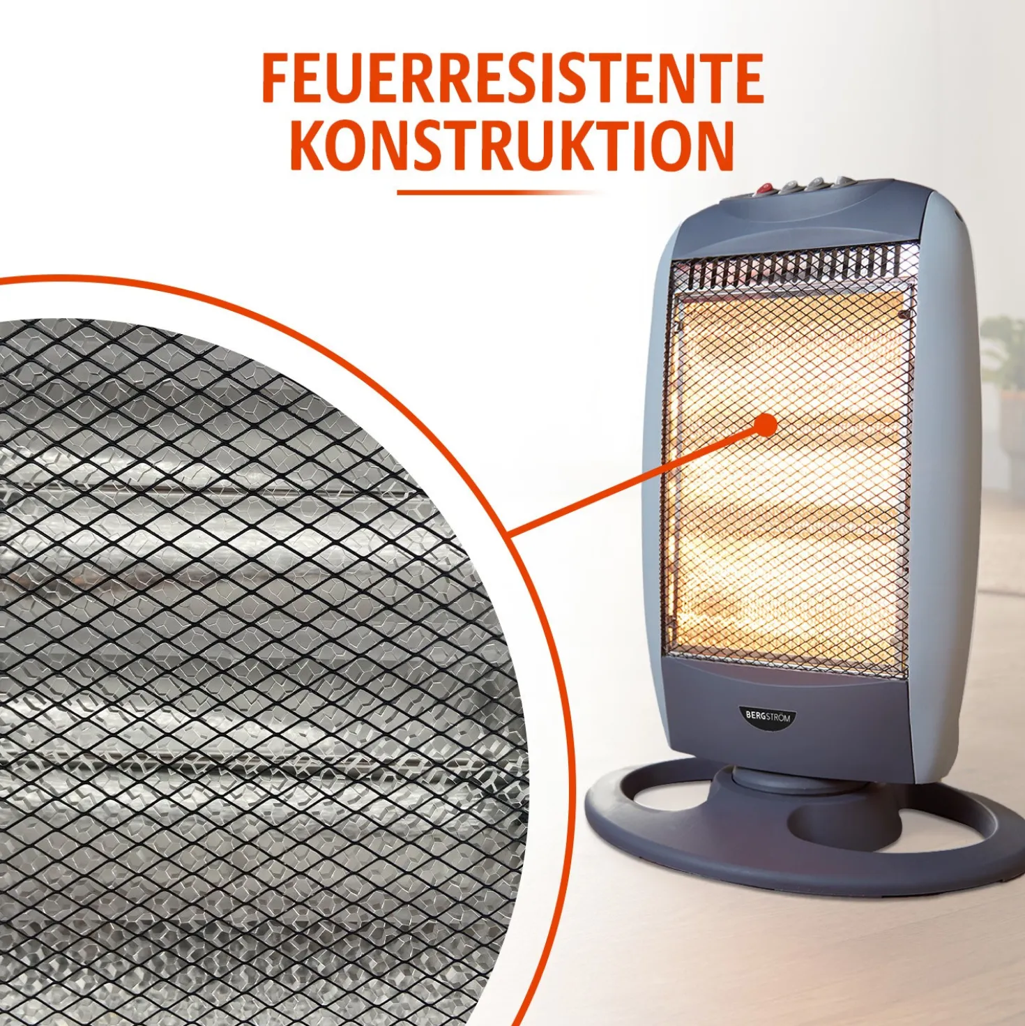 Halogen-Heizstrahler mit 3 Heizstufen Bergström