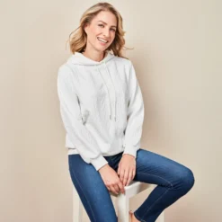 Kapuzenpullover mit Zopfmuster 