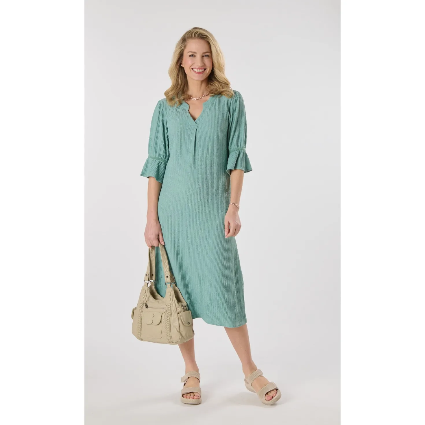 Kleid "Clara" salbei bügelfrei