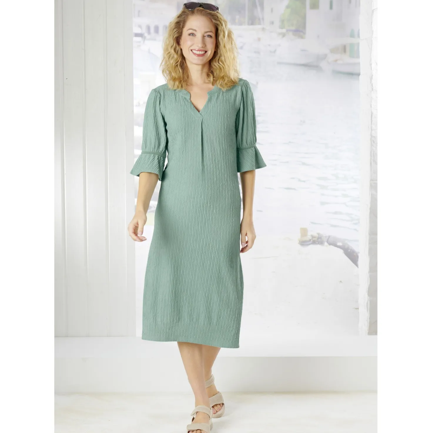Kleid "Clara" salbei bügelfrei