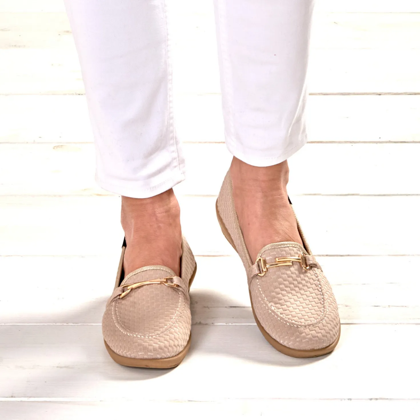 Komfort-Schuh Mokassin "Bärbel" sandfarben