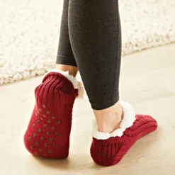 Kuschel-Stoppersocken burgund