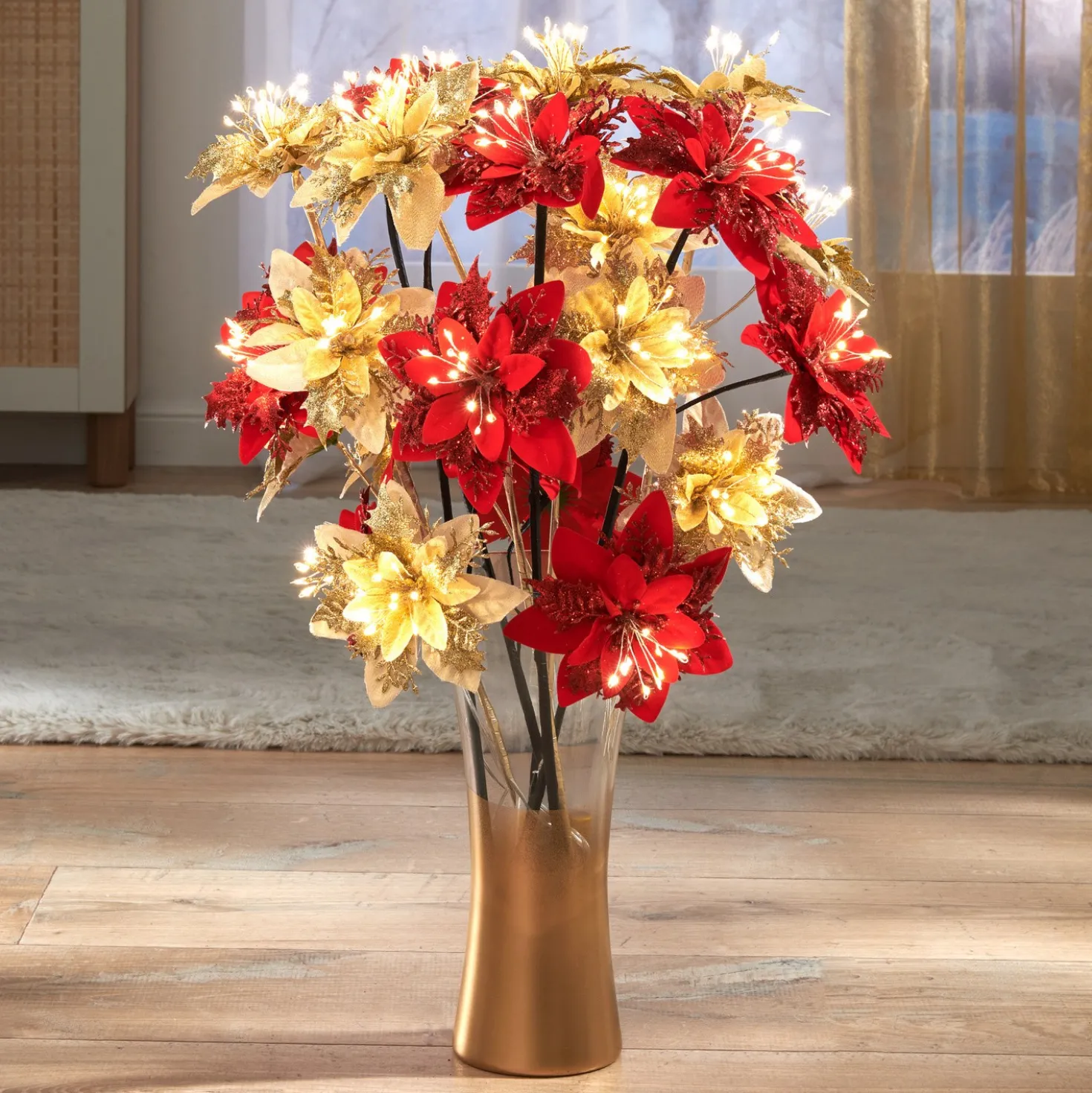 LED-Christsternzweige goldfarben 2er-Set