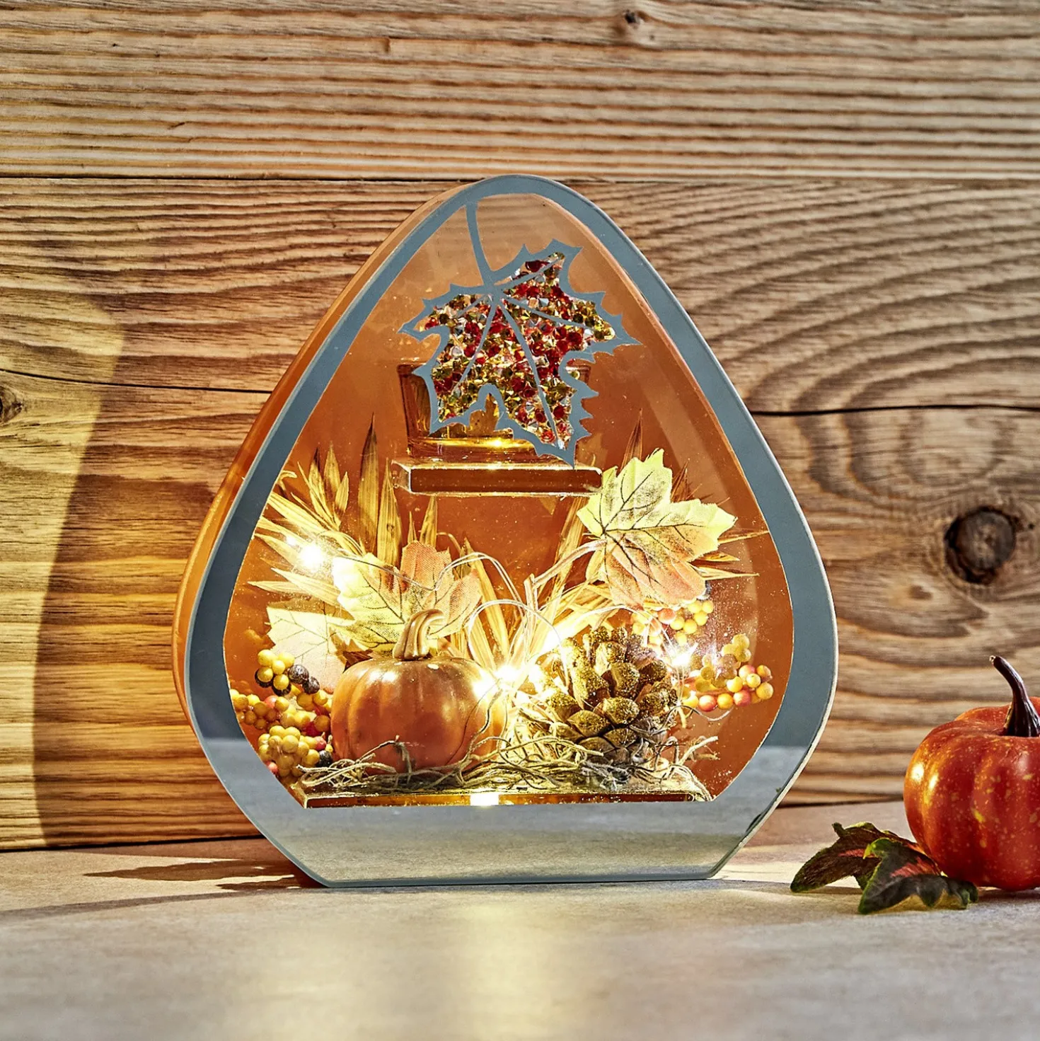 LED-Herbstdeko 3D-Optik mit Teelichthalter Eldo