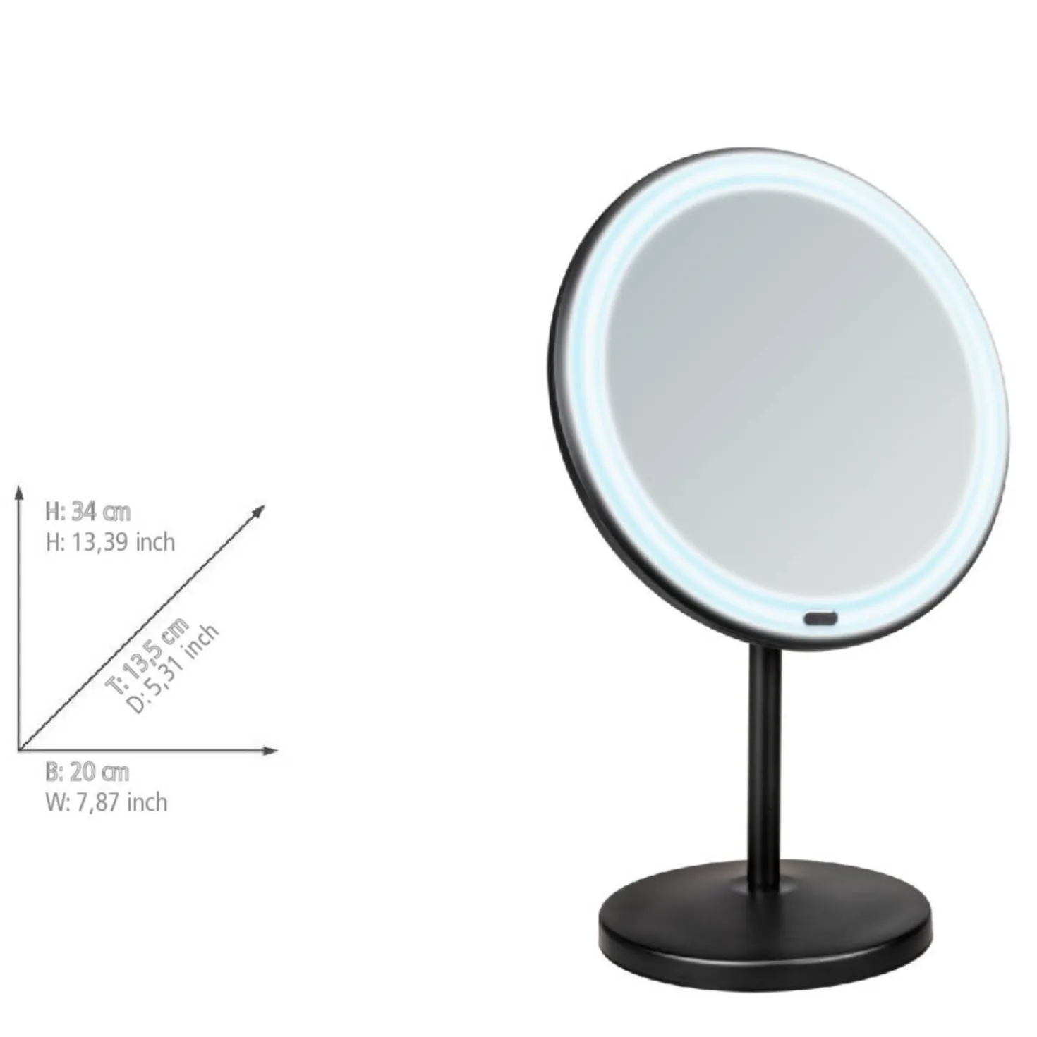 LED Stand-Kosmetikspiegel „Onno“ Schwarz WENKO