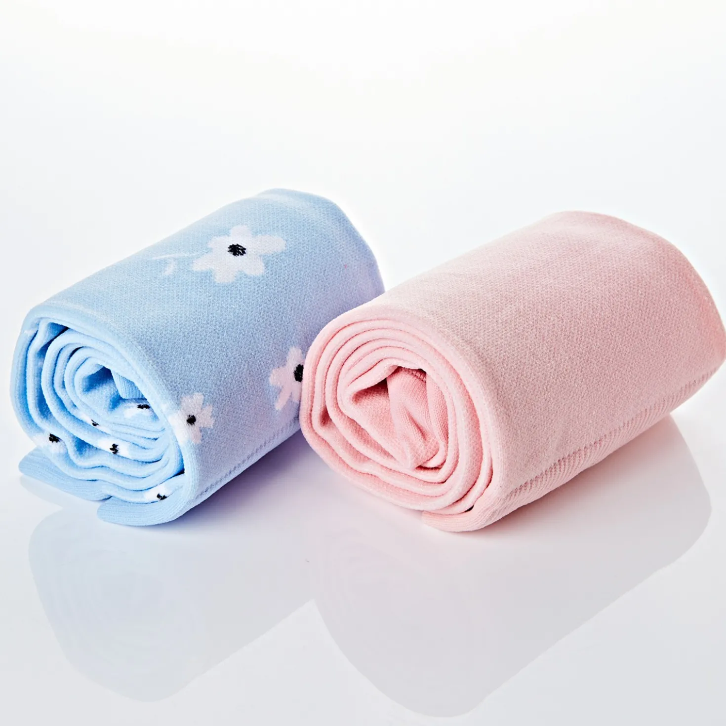 Leichte Kompressionsstrümpfe "Blüten" rosé + bleu 2 Paar
