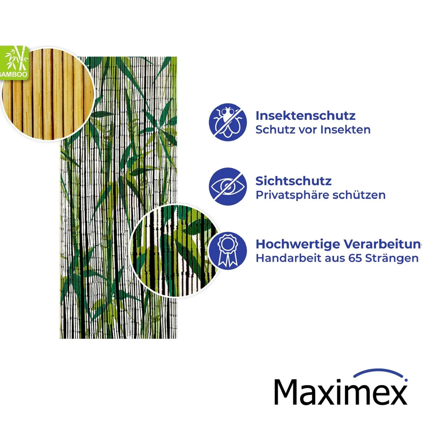 Maximex Bambusvorhang Bamboo, 90 x 200 cm
