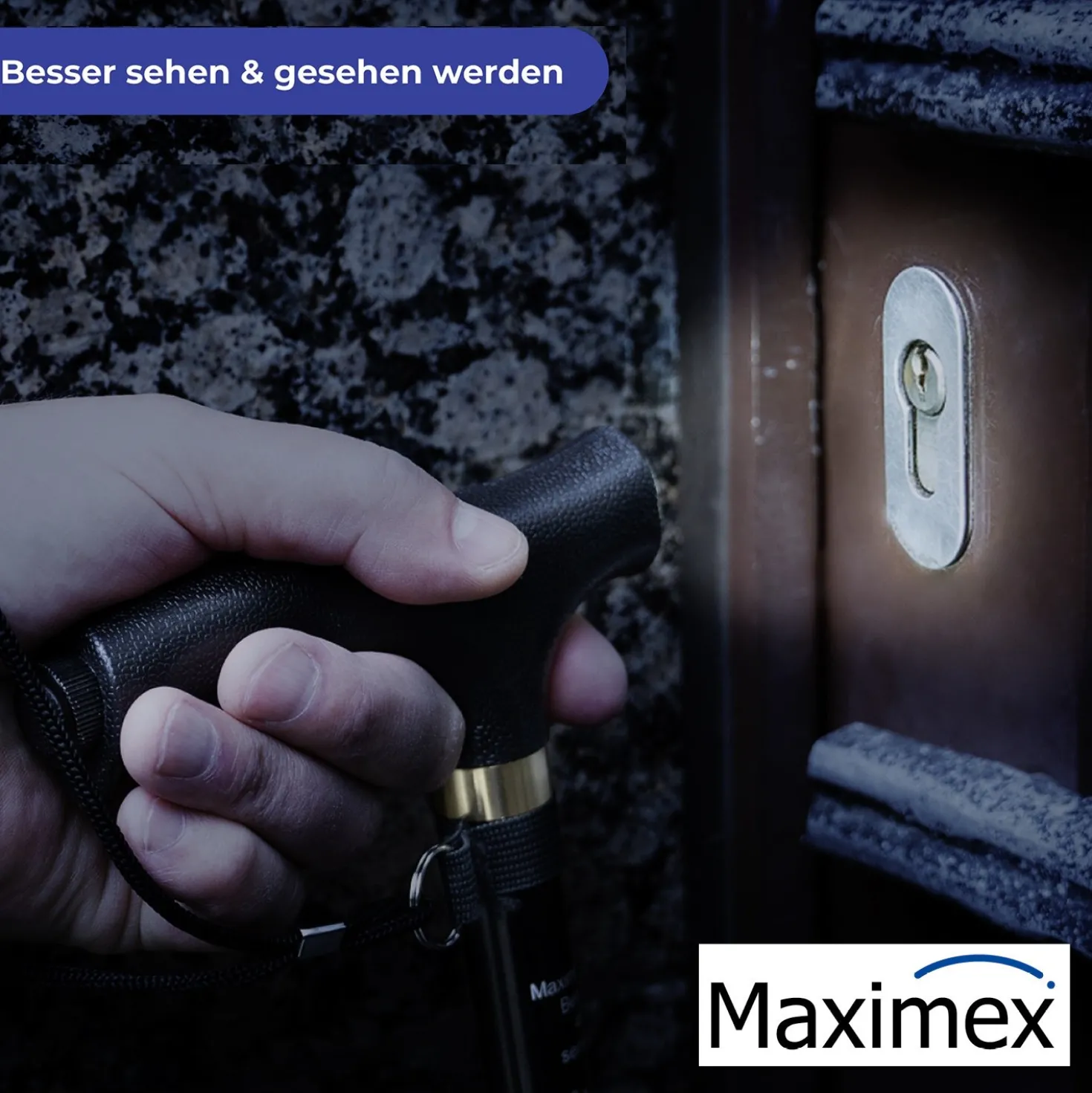 Maximex Gehstock faltbar mit LED, 30 x 14 x 3,5 cm