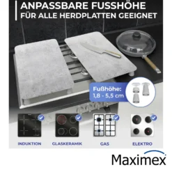 Maximex Glasabdeckplatten Universal Beton, 2er-Set, für alle Herdarten