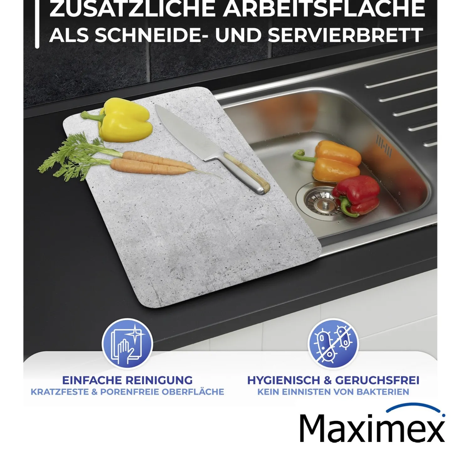 Maximex Glasabdeckplatten Universal Beton, 2er-Set, für alle Herdarten