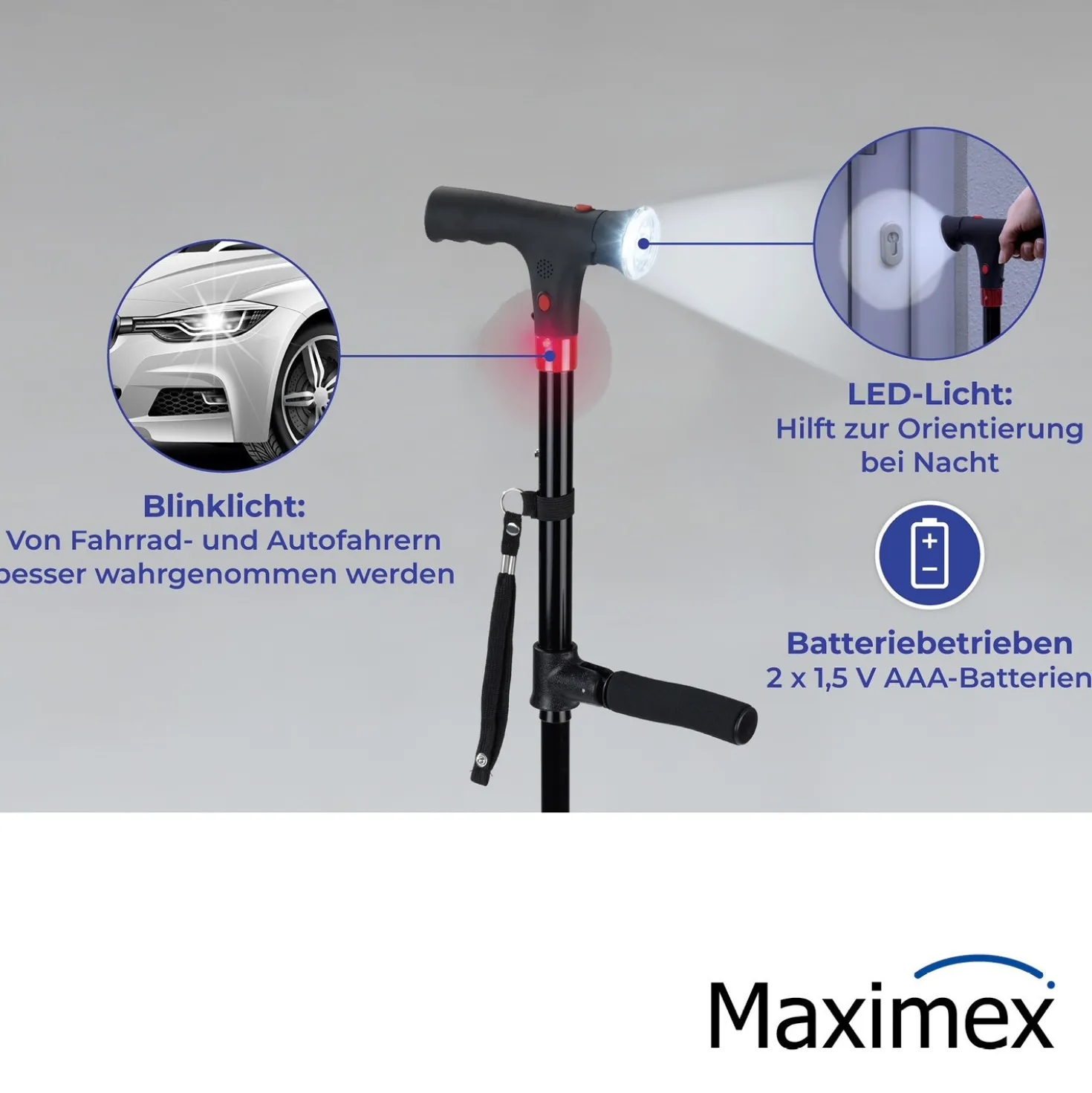 Maximex LED Geh- und Aufstehhilfe, Belastbarkeit: 150 kg