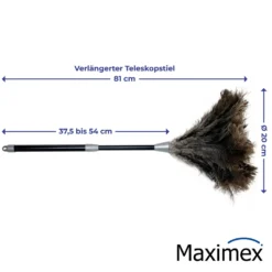 Maximex Staub-Magnet mit verlängerbarem Teleskopstiel, Schwarz, ideal für schwer erreichbare Stellen