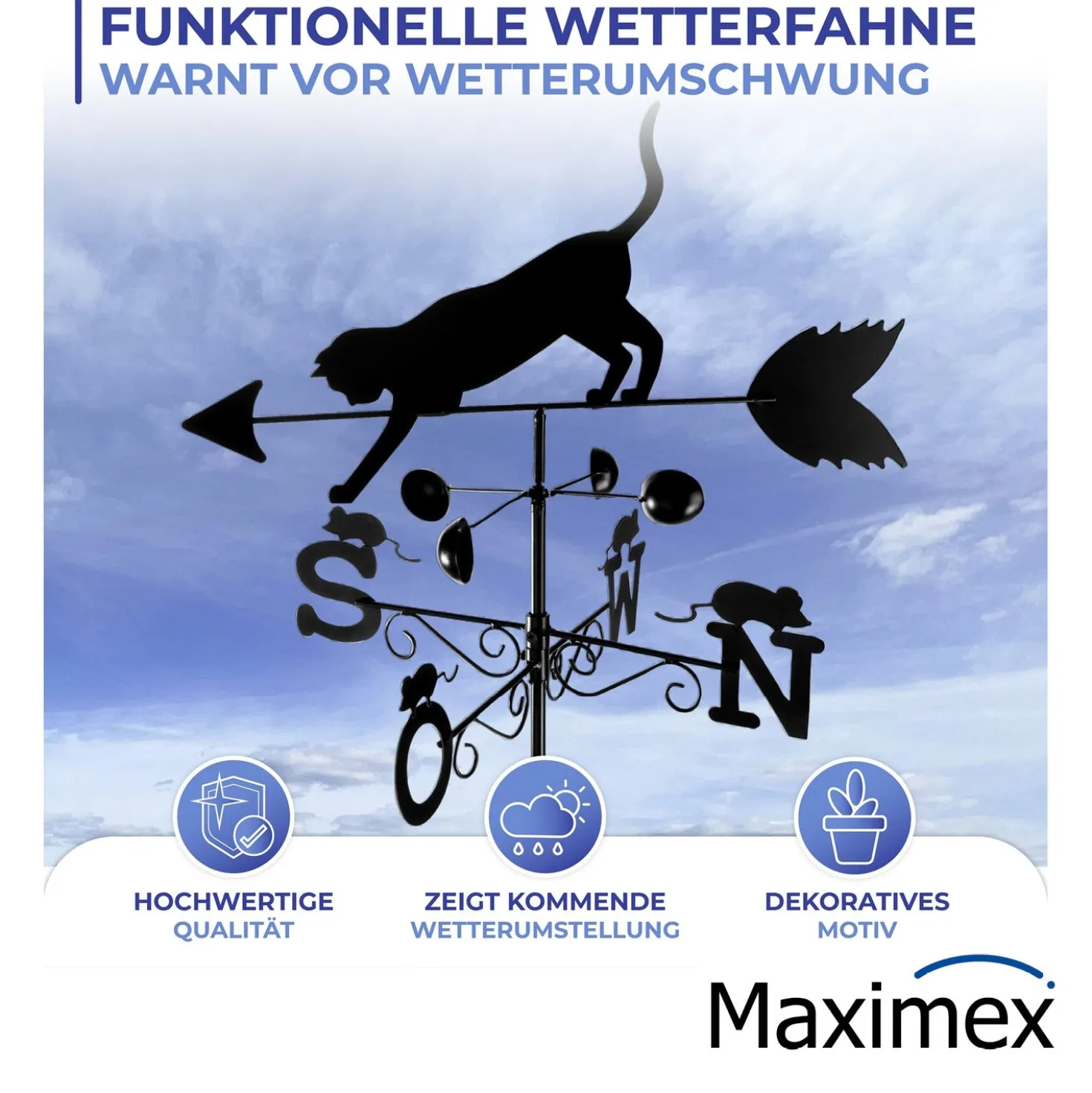Maximex Wetterfahne Katze, Wetterhahn