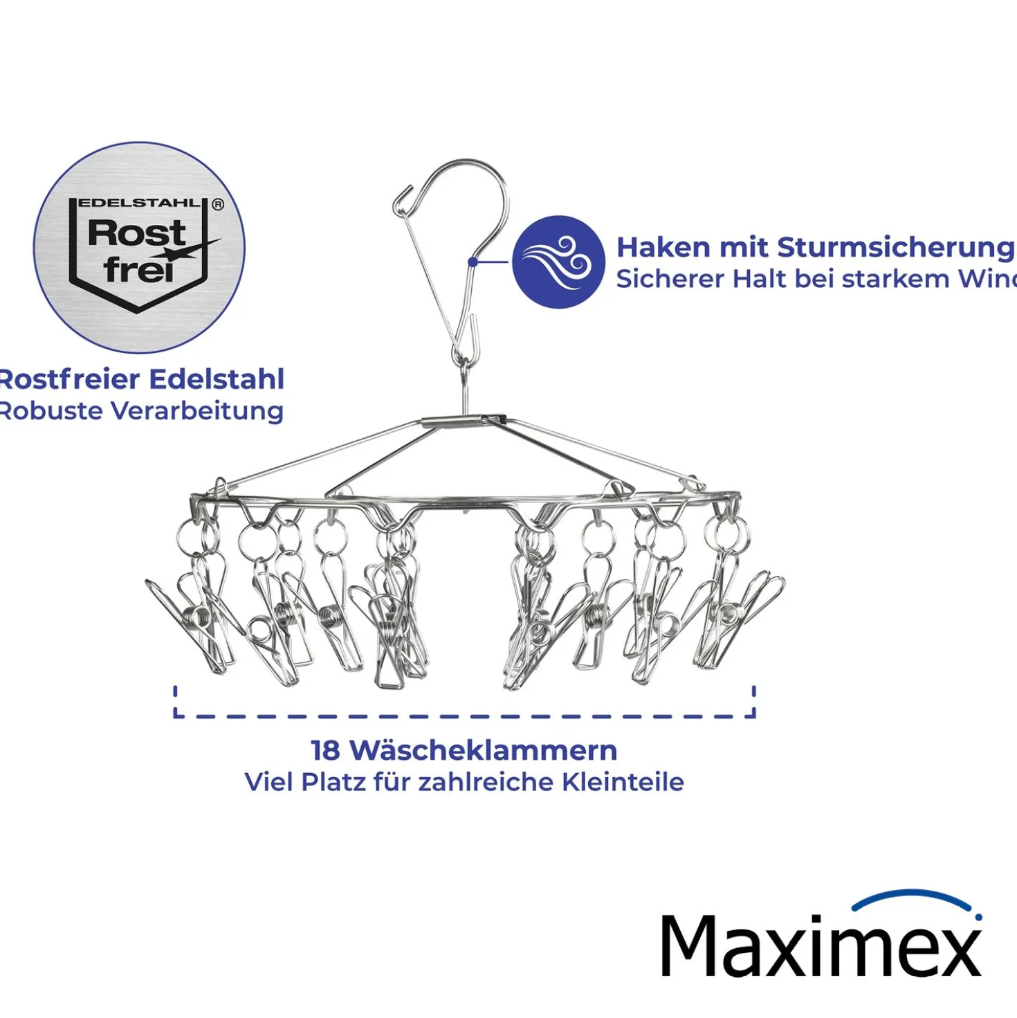 Maximex Wäsche-Rondell Edelstahl, Wäschetrockner
