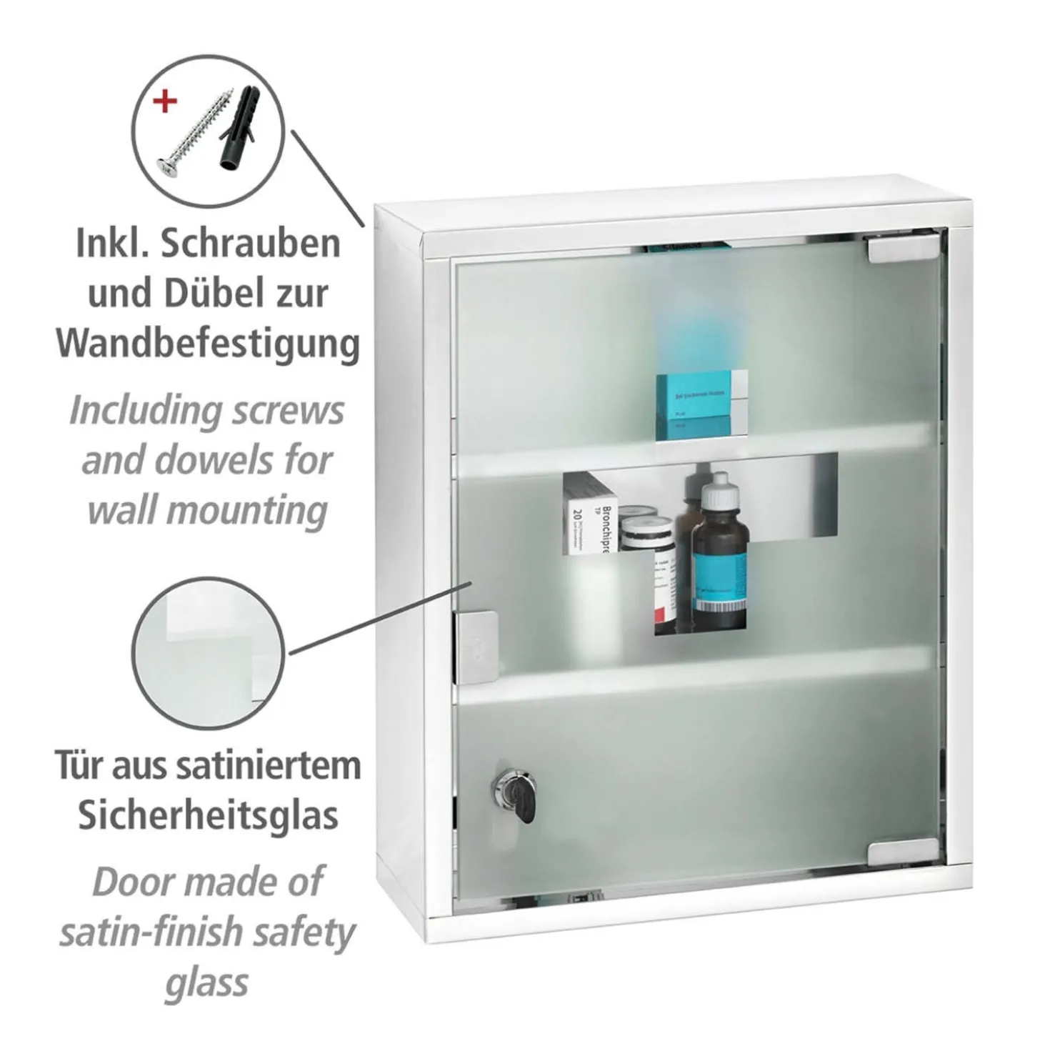 Medikamentenschrank Edelstahl glänzend 30 x 40 cm WENKO