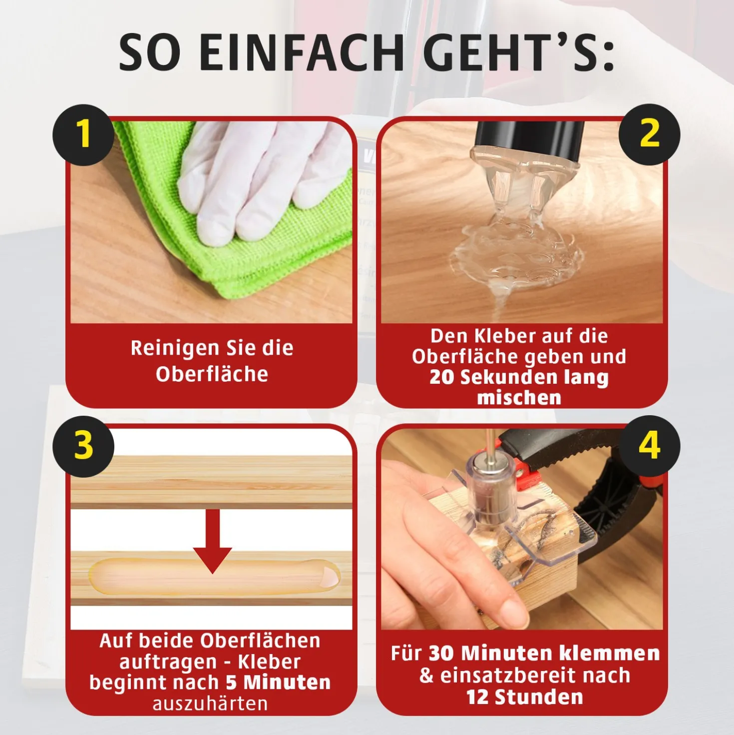 Mehrzweck-Epoxidharz 2-Komponenten Kleber 2er-Set transparent Victor Tools