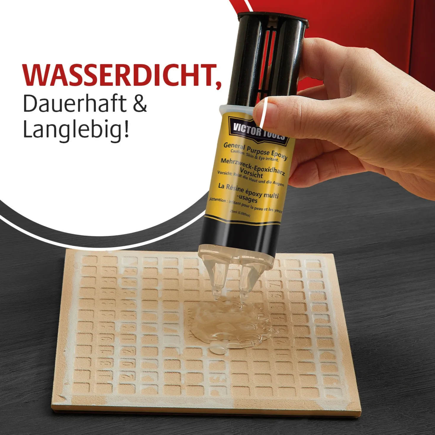 Mehrzweck-Epoxidharz 2-Komponenten Kleber 2er-Set transparent Victor Tools