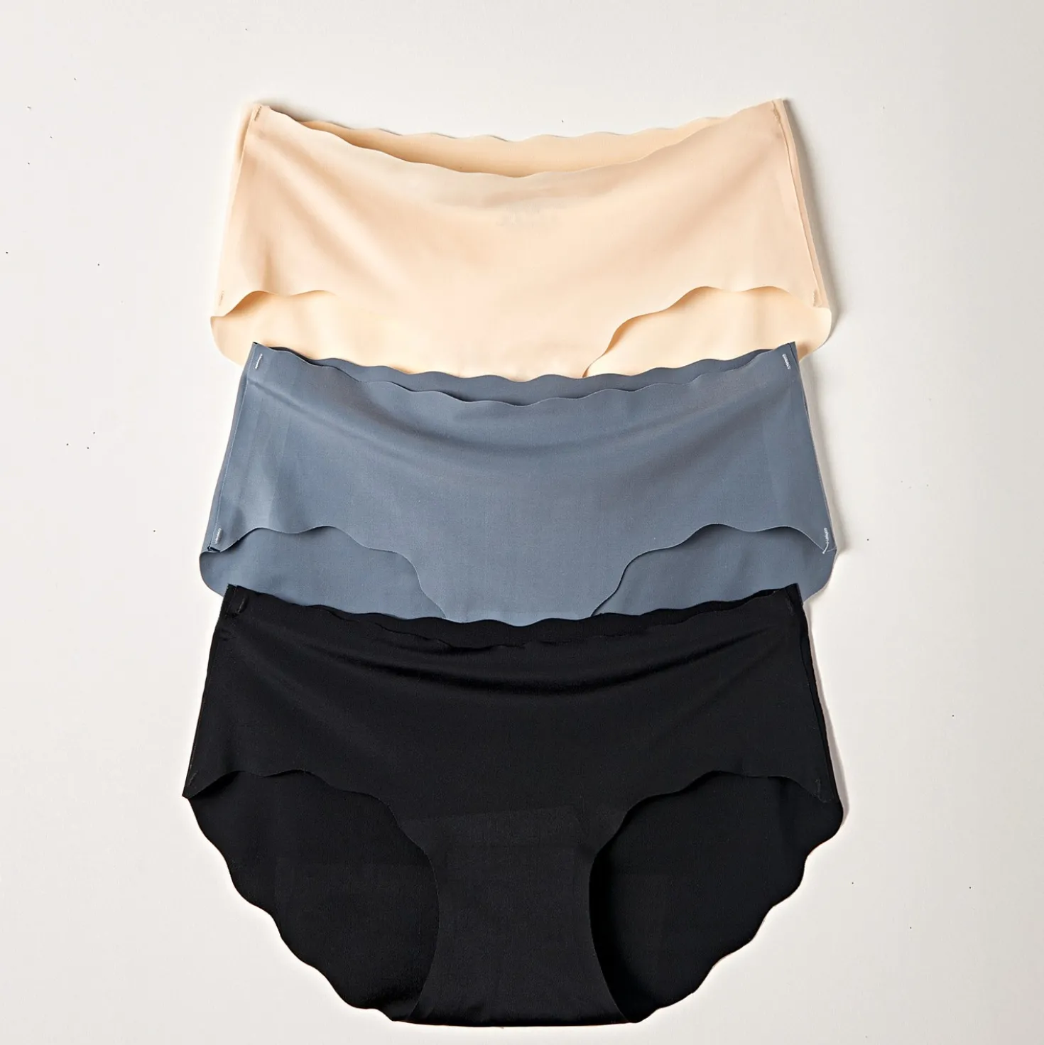 Nahtlos-Slip haut + taubenblau + schwarz 3er-Set