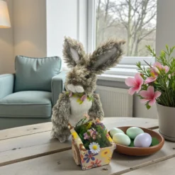 Osterdeko Hase mit Schubkarre 