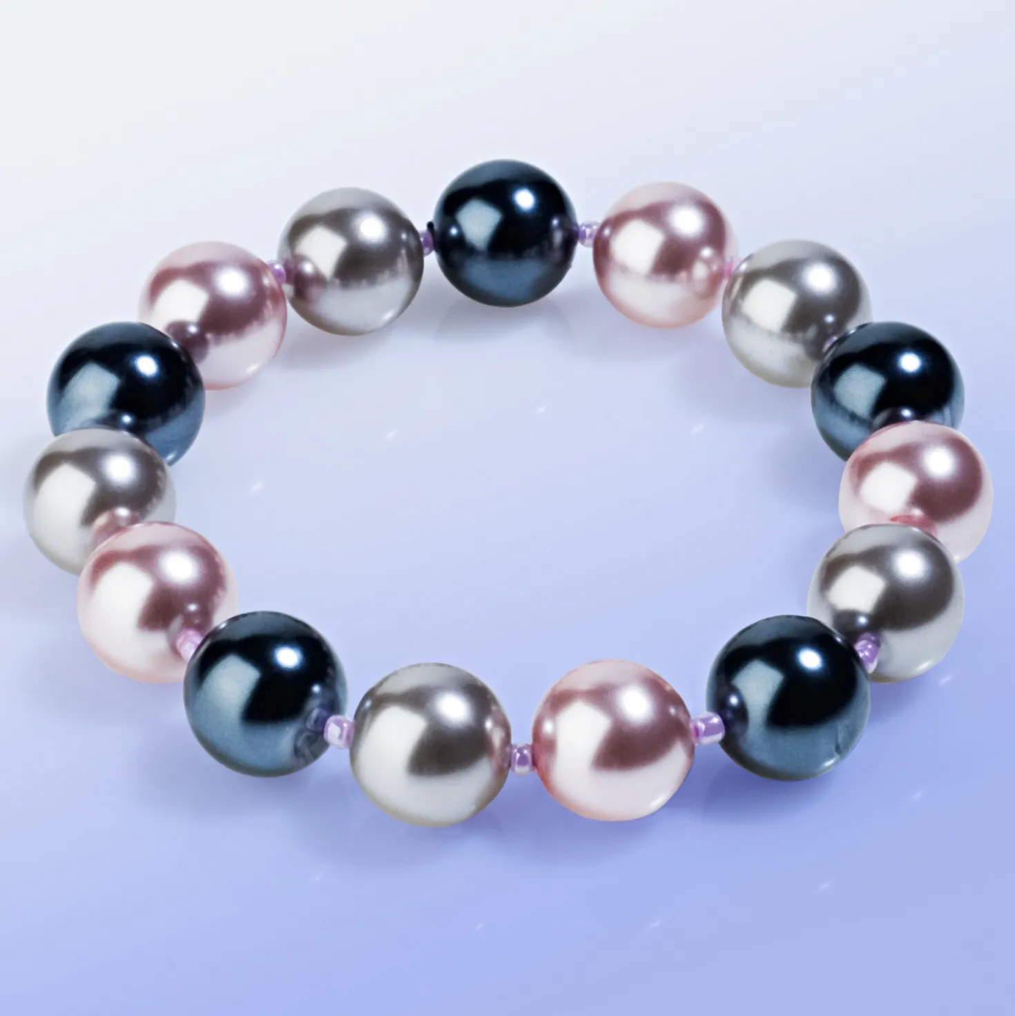 Perlenarmband grau-flieder