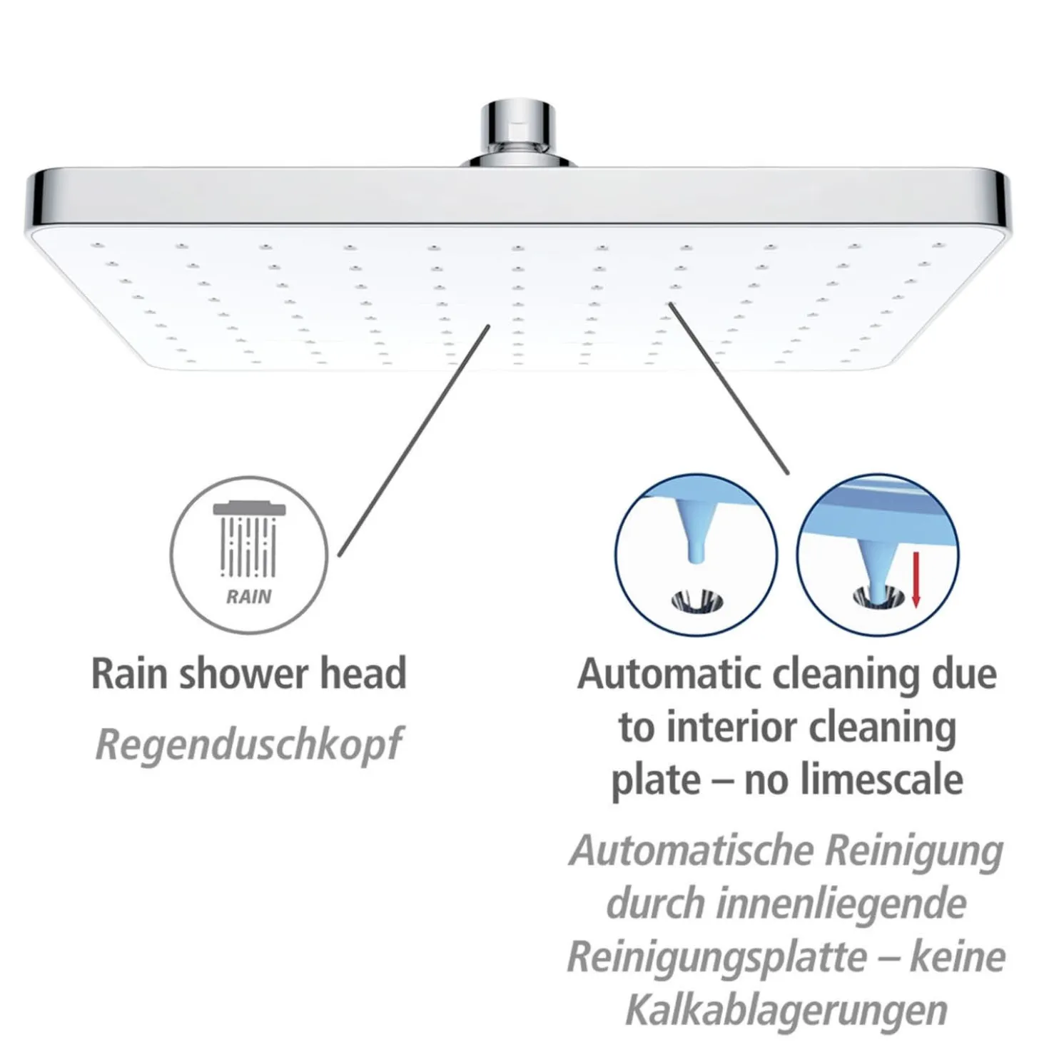 Regenduschkopf „Automatic Cleaning“ WENKO, 25×17 cm