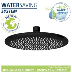 Regenduschkopf „Watersaving“ Schwarz WENKO
