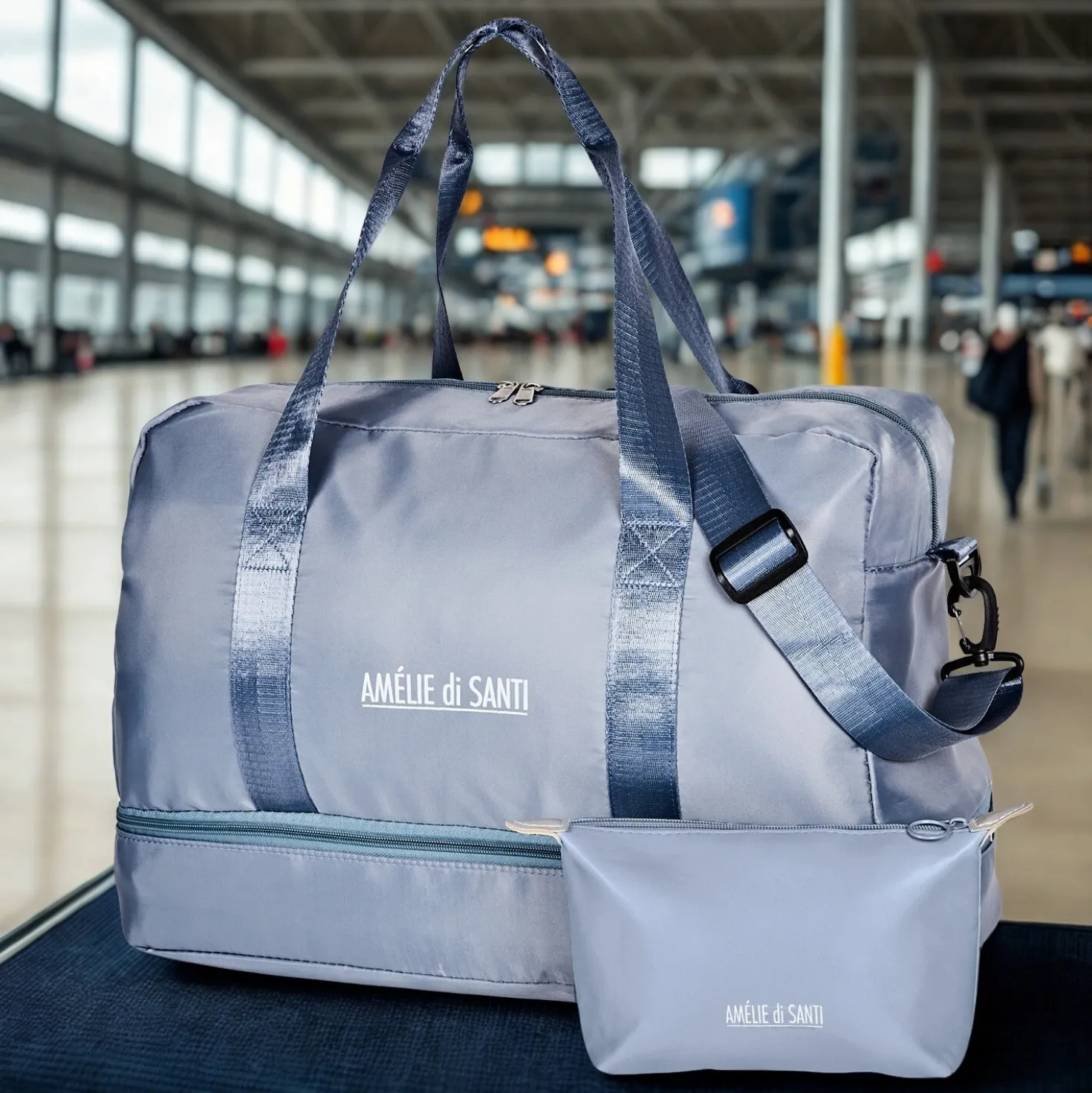 Reisetasche inkl. Kosmetiktasche hellblau Amélie di Santi