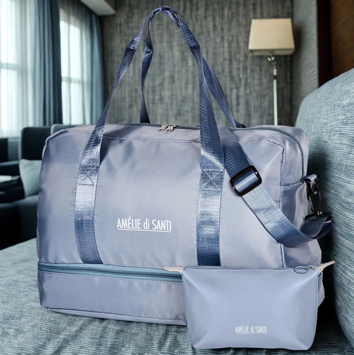 Reisetasche inkl. Kosmetiktasche hellblau Amélie di Santi