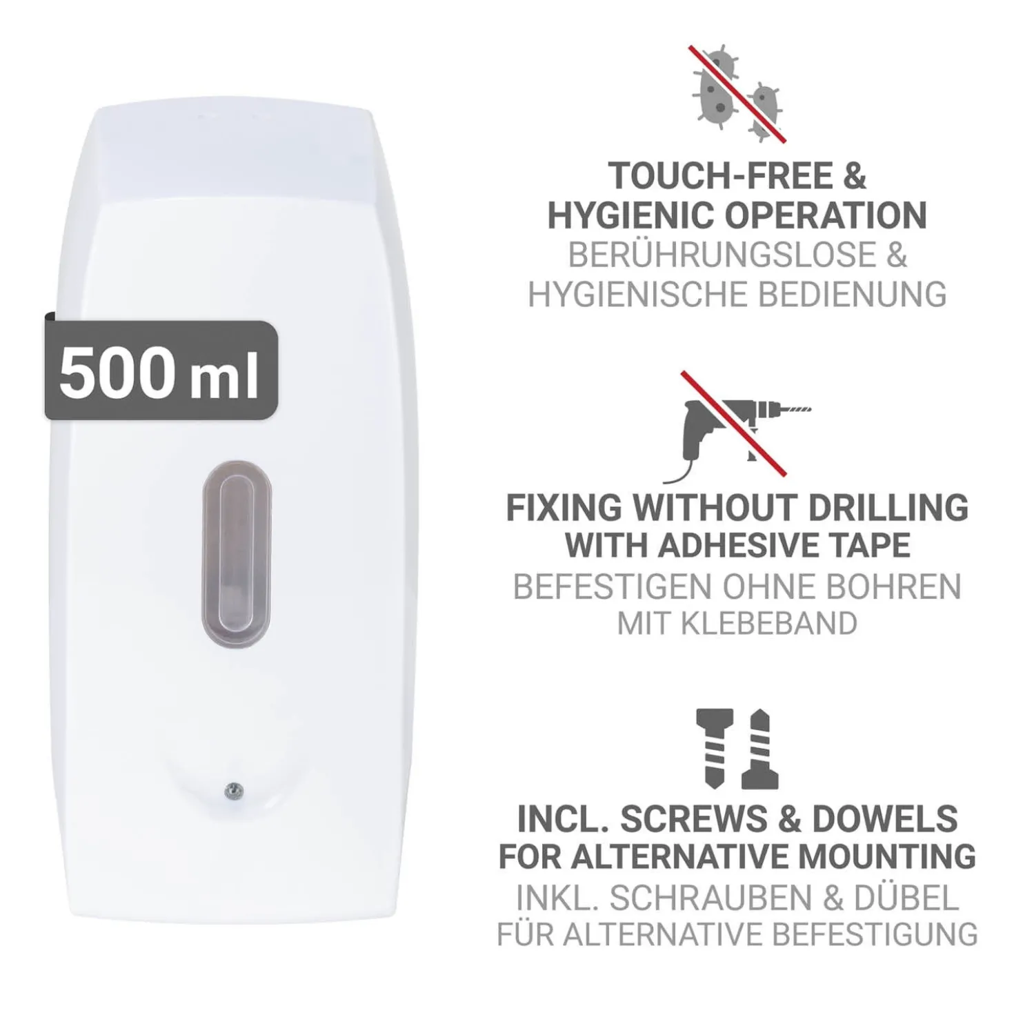 Sensor-Seifenspender „Tirano“, 500 ml, weiß WENKO