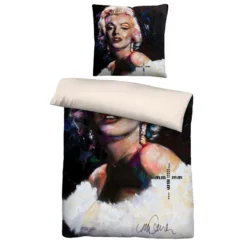 SID MAURER Mikrofaser Bettwäsche Marilyn Monroe weiß, 1x 155x220 cm + 1x 80x80 cm