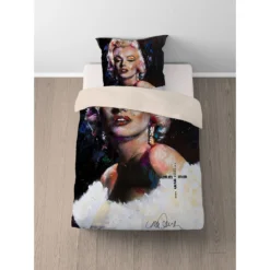 SID MAURER Mikrofaser Bettwäsche Marilyn Monroe weiß, 1x 155x220 cm + 1x 80x80 cm