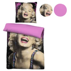 SID MAURER Mikrofaser Bettwäsche Marilyn Monroe pink, 1x 155x220 cm + 1x 80x80 cm