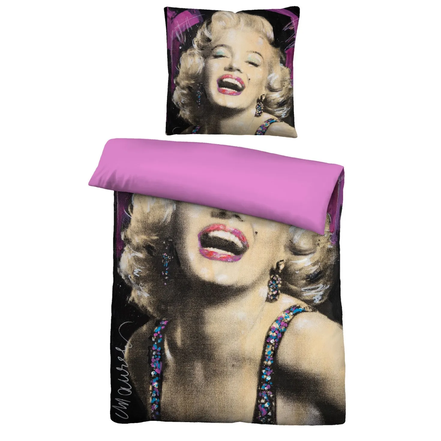 SID MAURER Mikrofaser Bettwäsche Marilyn Monroe pink, 1x 155x220 cm + 1x 80x80 cm