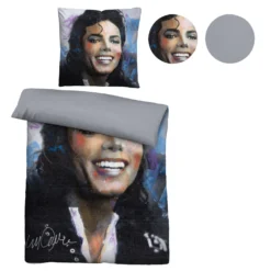 SID MAURER Mikrofaser Bettwäsche Michael Jackson silber/grau, 1x 155x220 cm + 1x 80x80 cm