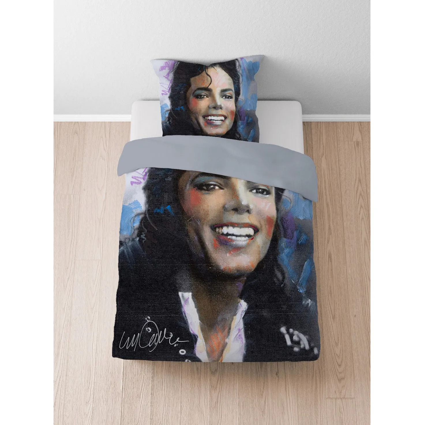 SID MAURER Mikrofaser Bettwäsche Michael Jackson silber/grau, 1x 155x220 cm + 1x 80x80 cm