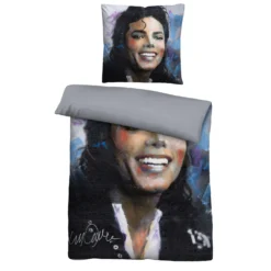 SID MAURER Mikrofaser Bettwäsche Michael Jackson silber/grau, 1x 155x220 cm + 1x 80x80 cm